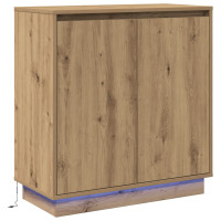 Produktbild för LED-sido bord för Artisan-ek 71 x 34,5 x 75 cm Konstruerat trä