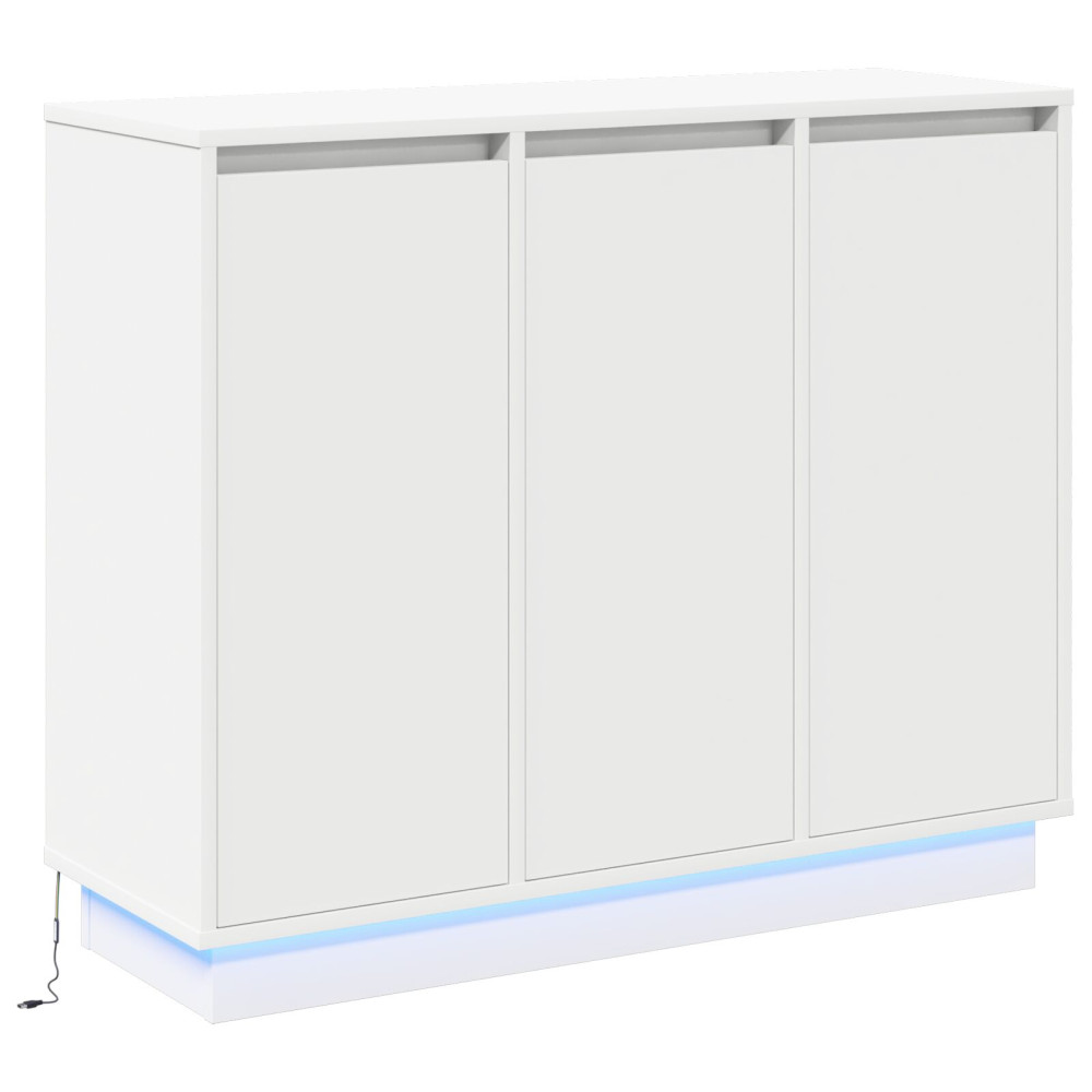 Produktbild för LED-sido bord Vit 90 x 32 x 75 cm Konstruerat trä