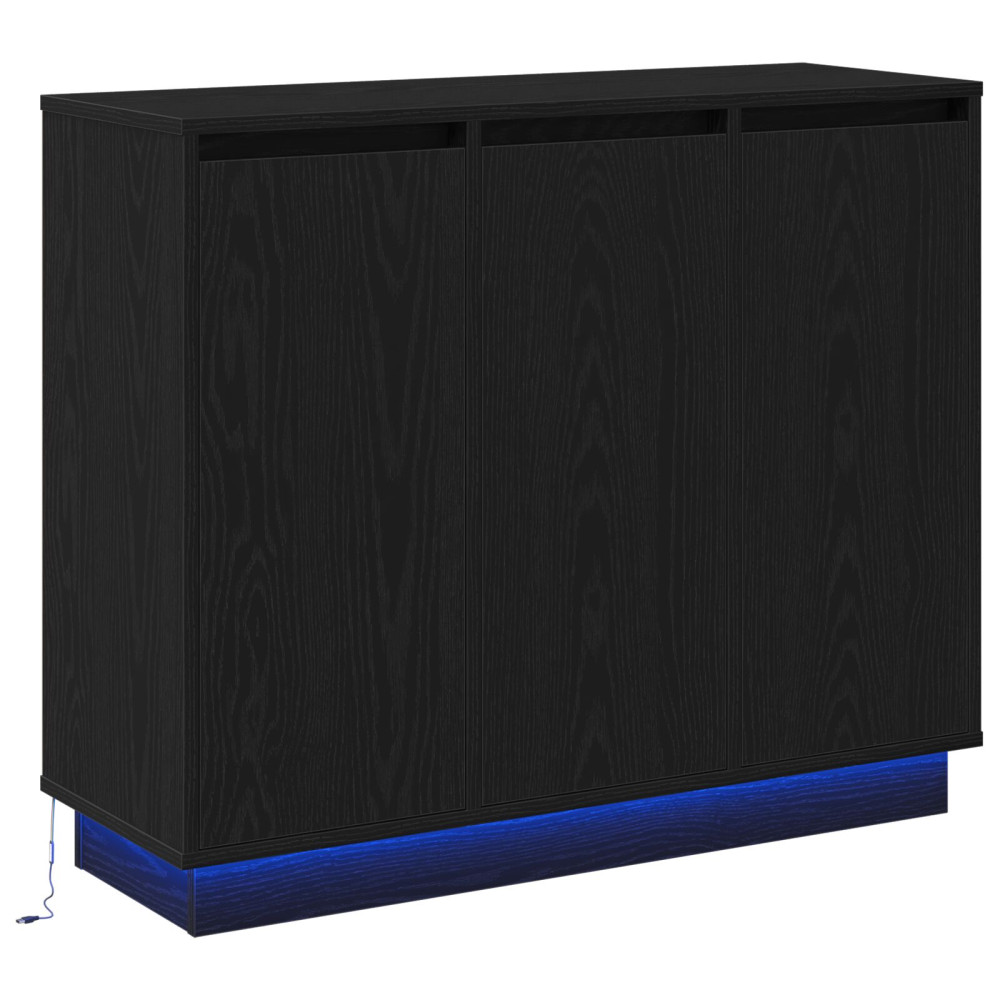 Produktbild för LED-sido bord Svart Ek 90 x 32 x 75 cm Konstruerat trä