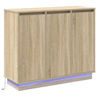 Produktbild för LED-sido bord Sonoma-ek 90 x 32 x 75 cm Konstruerat trä