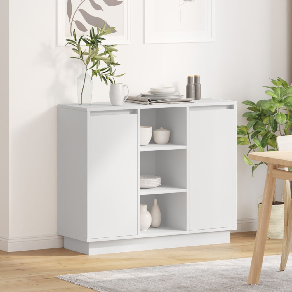 Produktbild för LED-sido bord Vit 90 x 32 x 75 cm Konstruerat trä