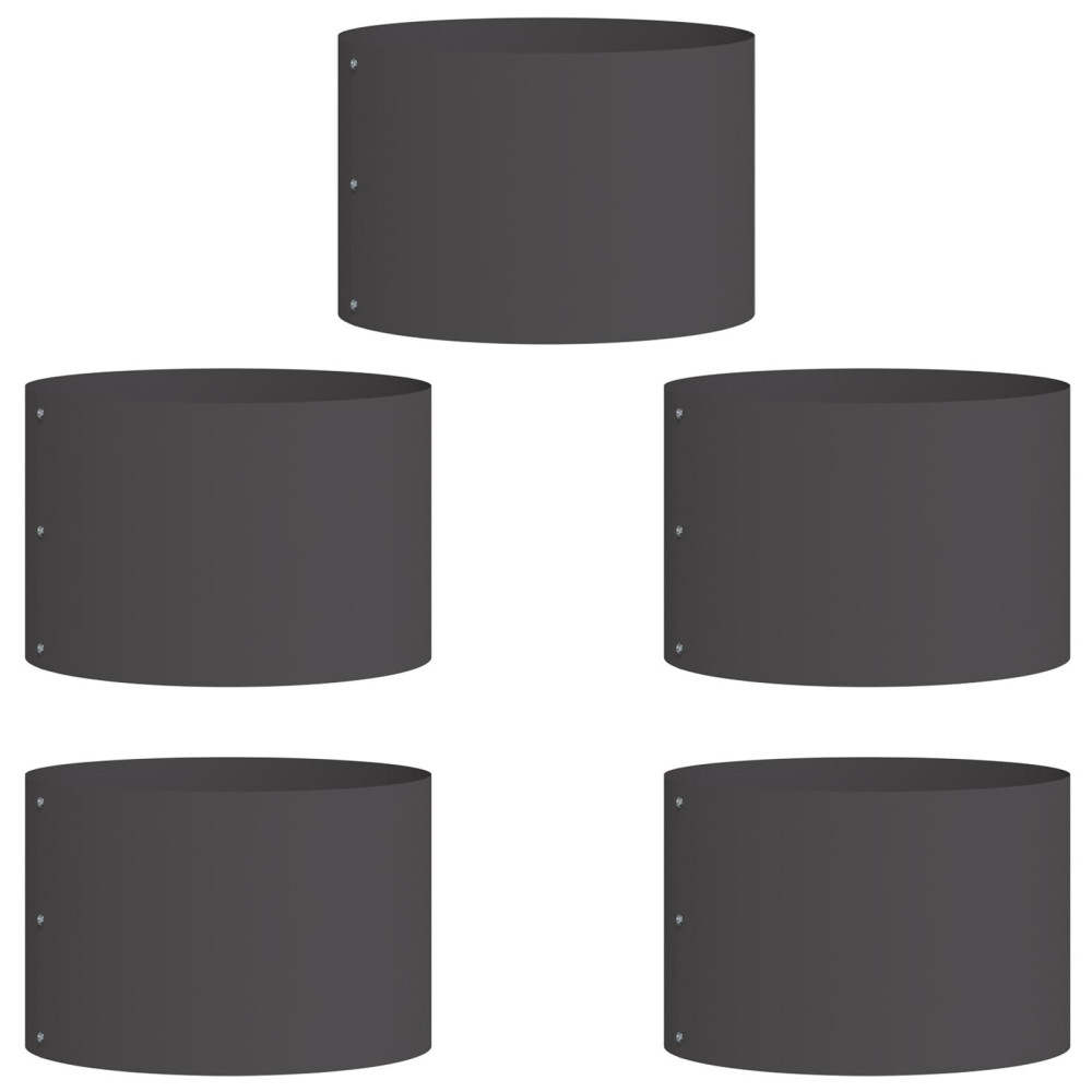 Produktbild för Krukring 5 pcs Svart 30 x 30 x 20 cm Kallvalsat stål