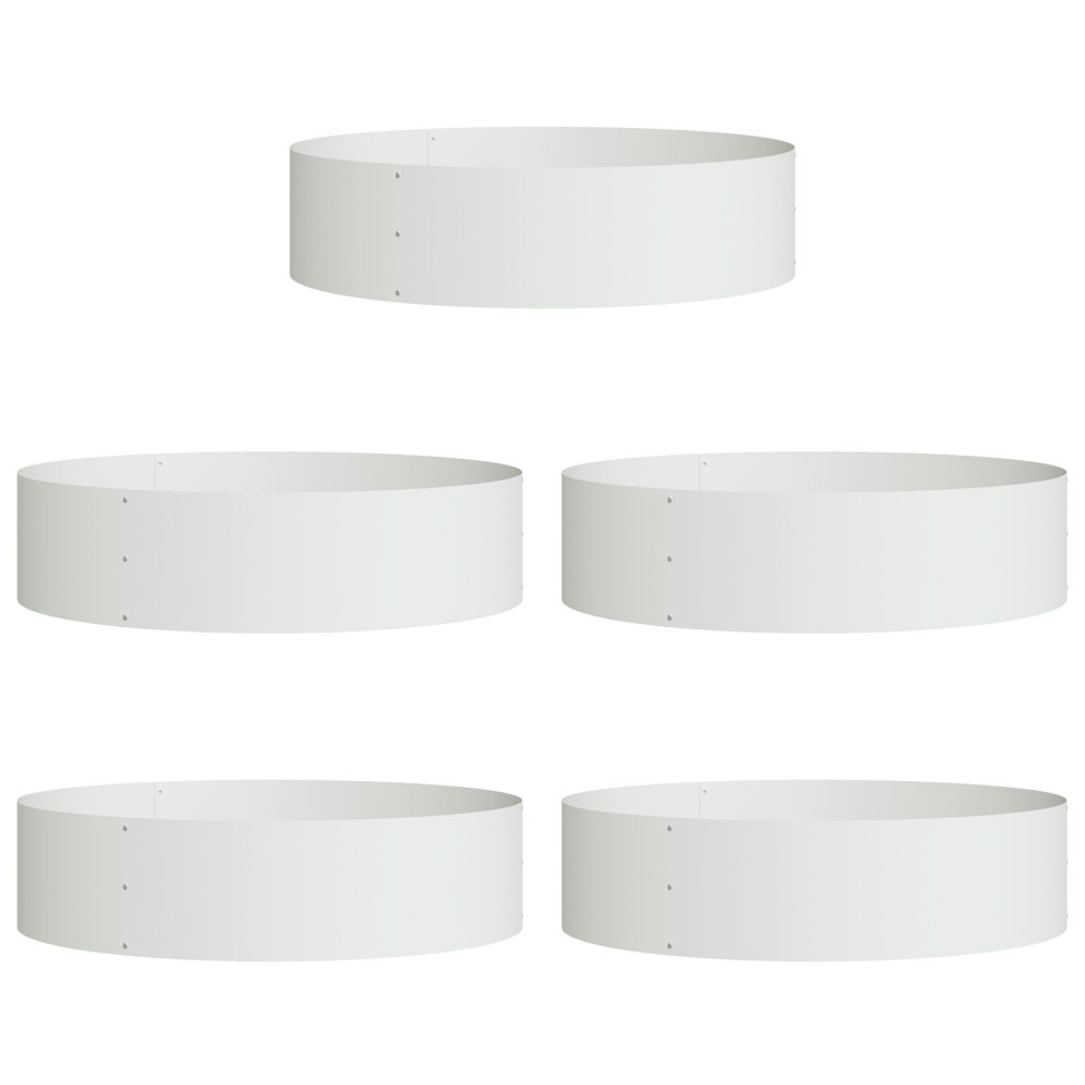 Produktbild för Krukring 5 pcs Vit 80 x 80 x 20 cm Kallvalsat stål