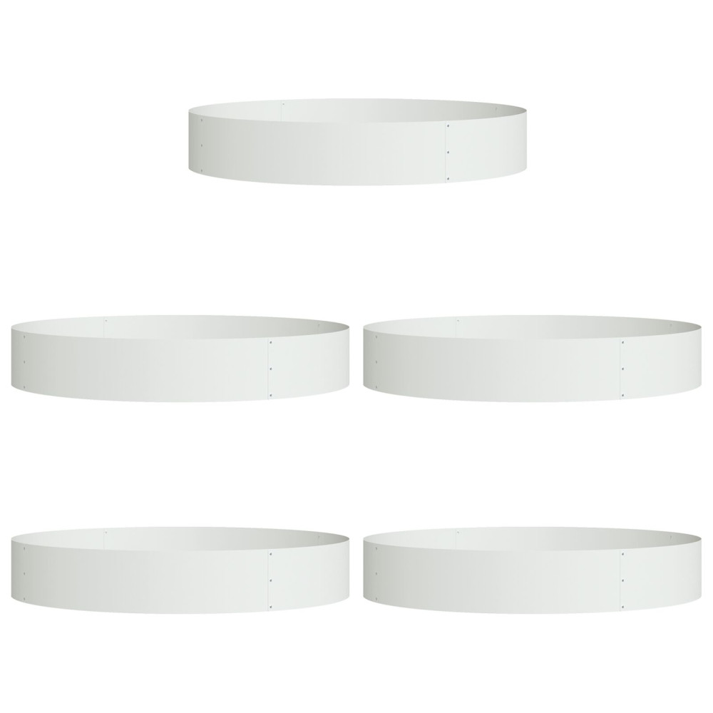 Produktbild för Krukring 5 pcs Vit 120 x 120 x 20 cm Kallvalsat stål