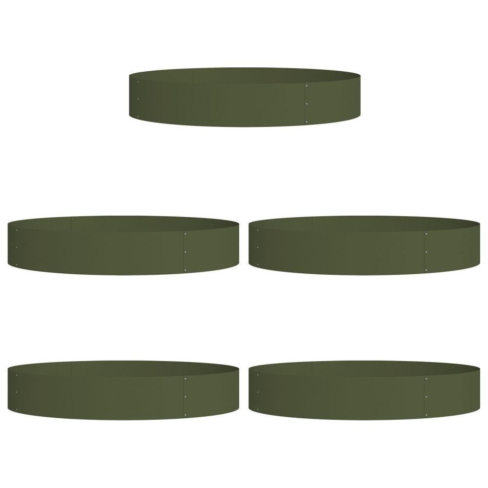 Produktbild för Krukring 5 pcs Olivgrön 120 x 120 x 20 cm Kallvalsat stål