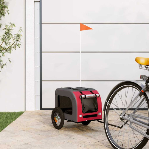 vidaXL Cykelvagn för djur röd och grå oxfordtyg och järn