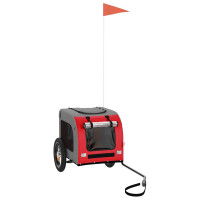 Produktbild för Cykelvagn för djur röd och grå oxfordtyg och järn