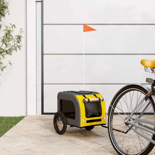 vidaXL Cykelvagn för djur gul och grå oxfordtyg och järn