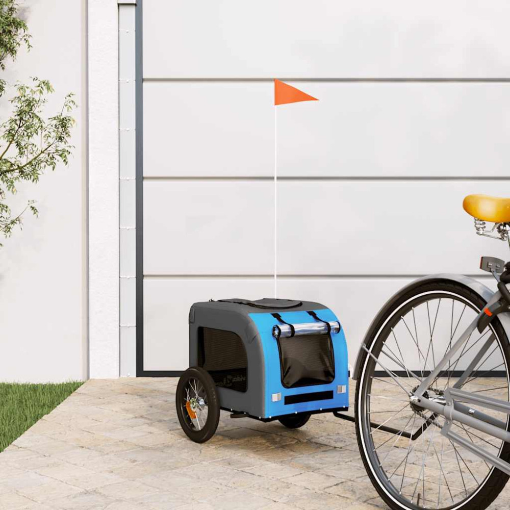 Produktbild för Cykelvagn för djur blå och grå oxfordtyg och järn