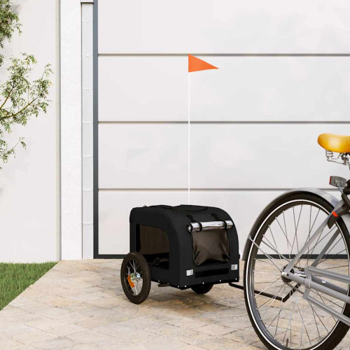 vidaXL Cykelvagn för djur svart oxfordtyg och järn