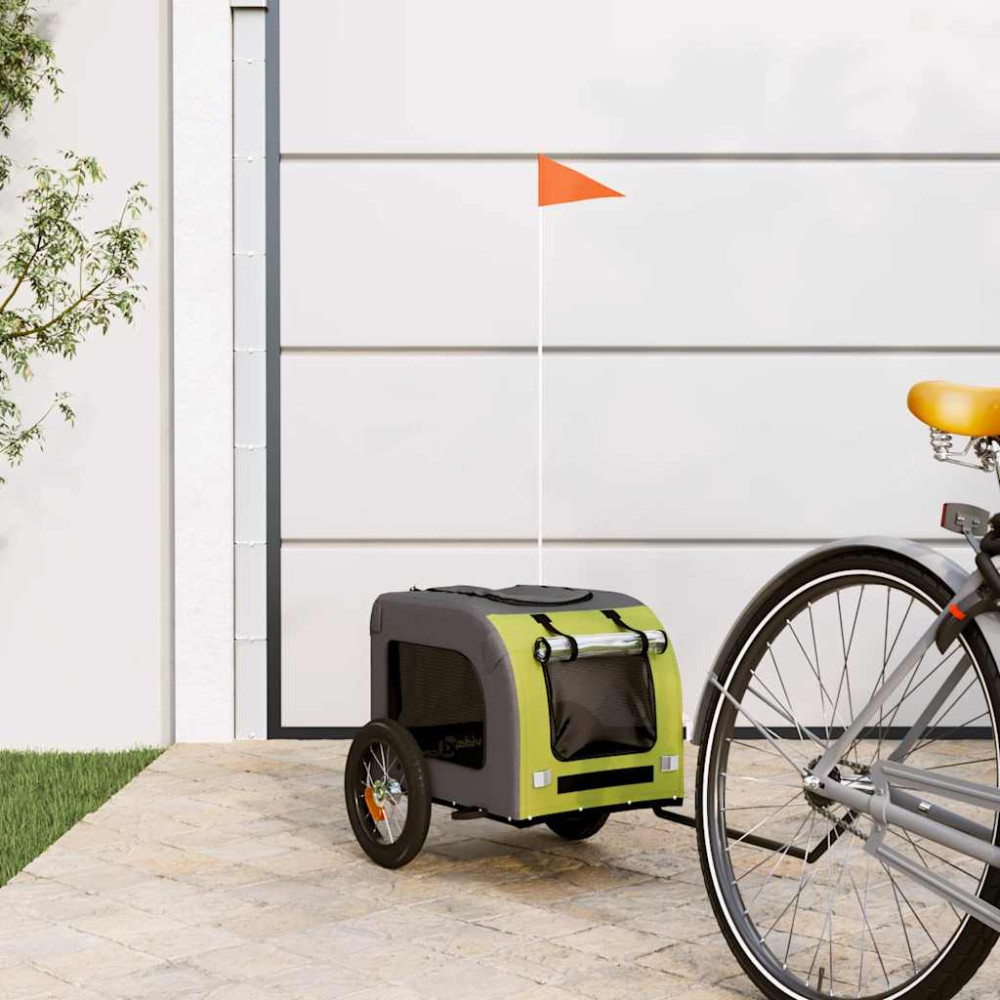 Produktbild för Cykelvagn för djur grön och grå oxfordtyg och järn