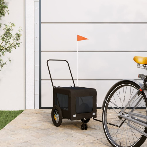 vidaXL Cykelvagn för djur svart oxfordtyg och järn