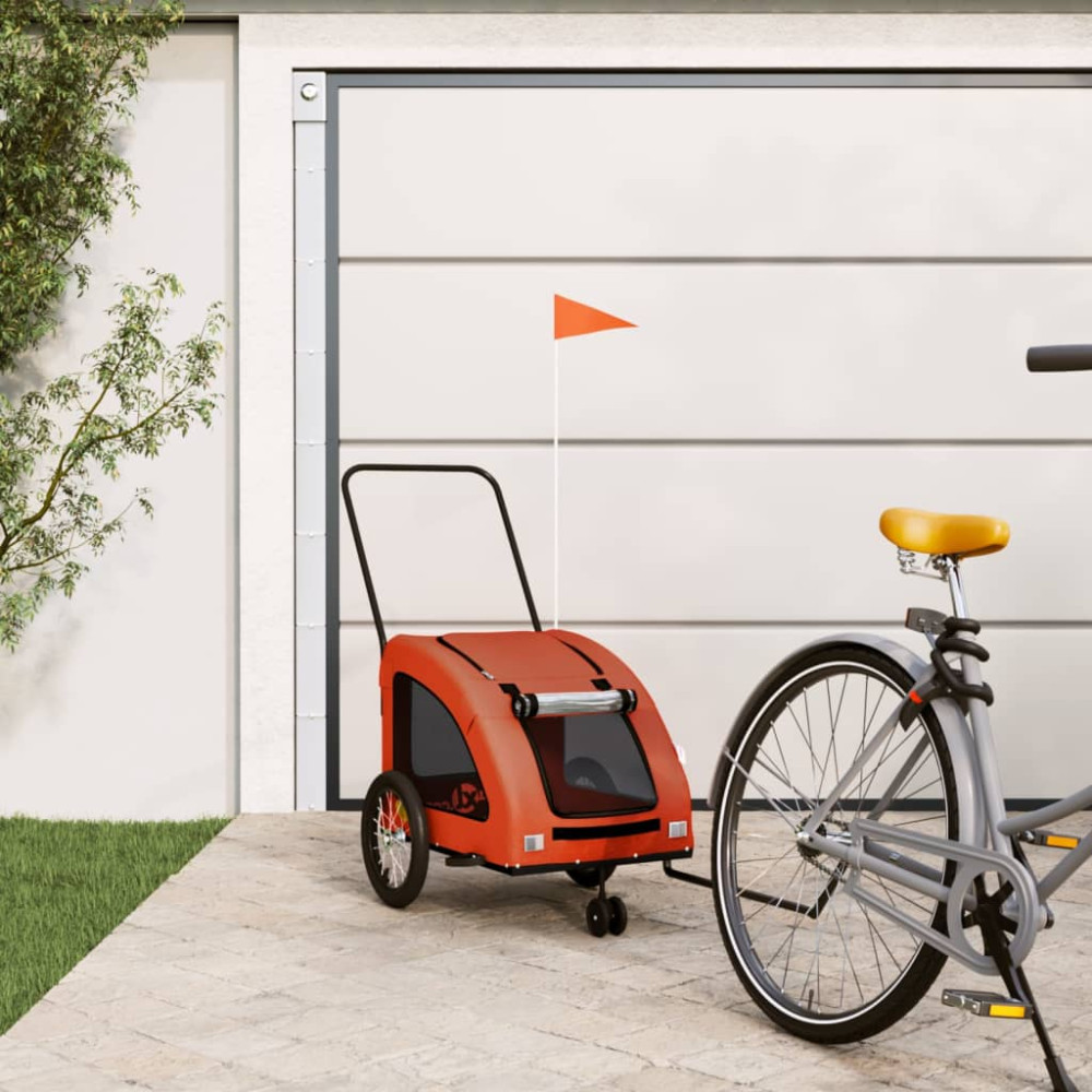 Produktbild för Cykelvagn för djur orange oxfordtyg och järn