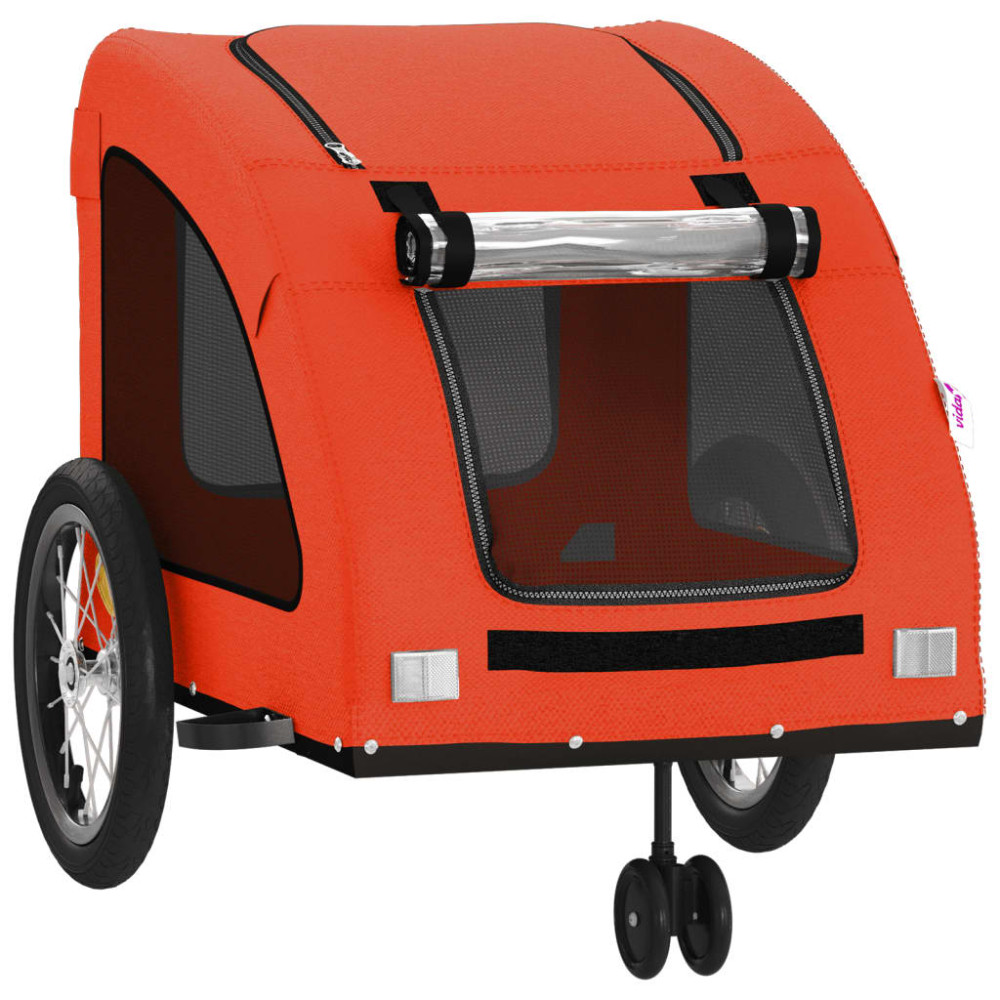 Produktbild för Cykelvagn för djur orange oxfordtyg och järn