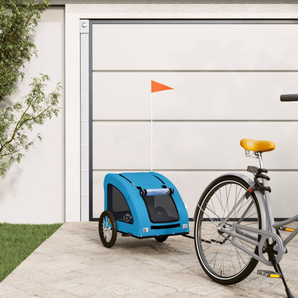 Produktbild för Cykelvagn för djur blå oxfordtyg och järn