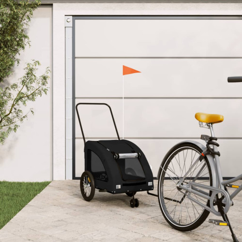 vidaXL Cykelvagn för djur svart oxfordtyg och järn
