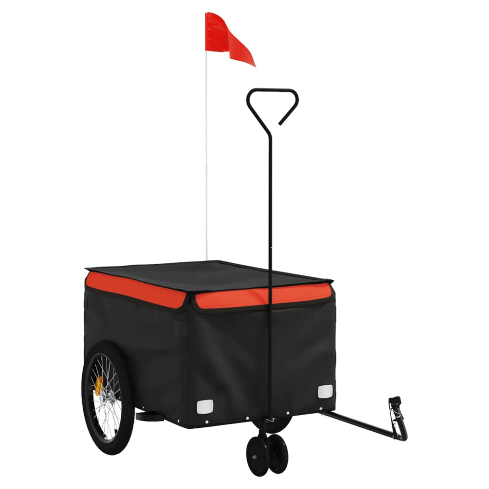 Produktbild för Cykelvagn svart och orange 30 kg järn