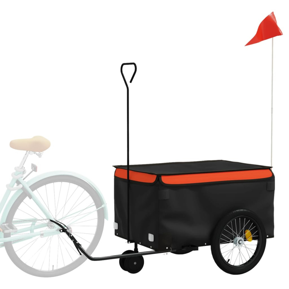 Produktbild för Cykelvagn svart och orange 30 kg järn
