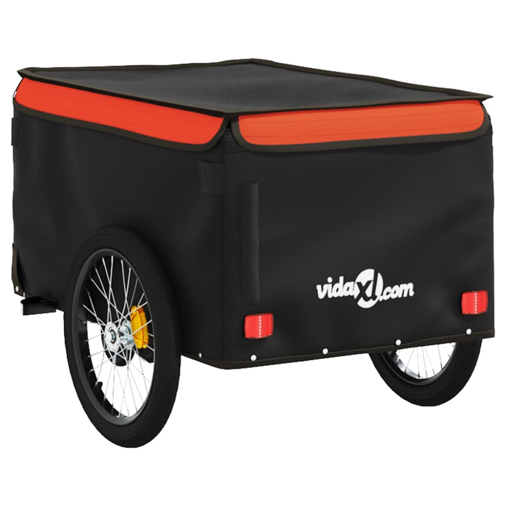 Produktbild för Cykelvagn svart och orange 30 kg järn