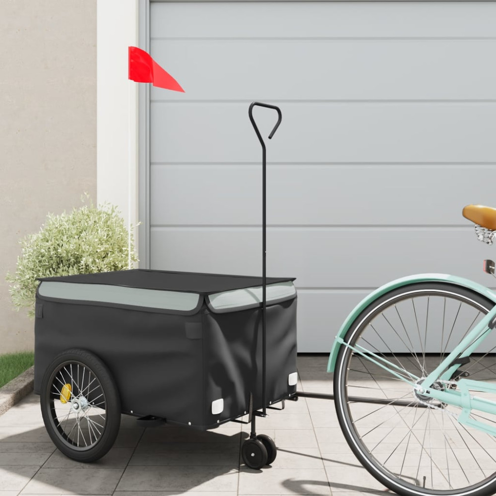 Produktbild för Cykelvagn svart och grå 30 kg järn