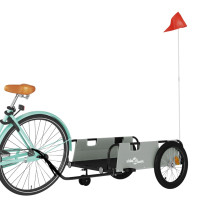 Produktbild för Cykelvagn grå och svart oxfordtyg och järn