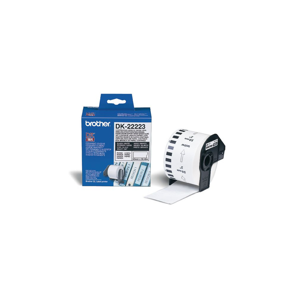 Produktbild för Etikett BROTHER DK22223 50mmx30,48m vit