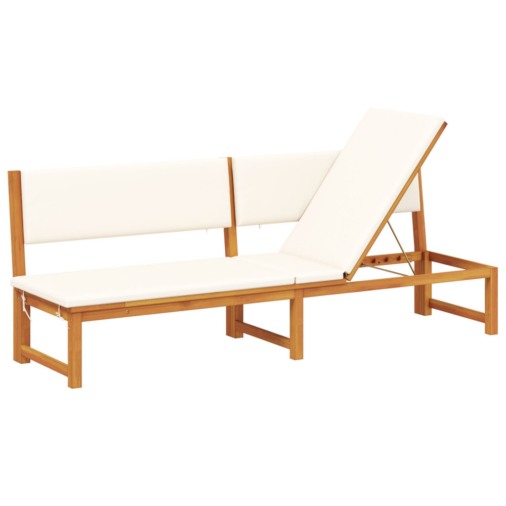 Produktbild för Solstol Reclining Olivenatur 200 x 57 x 75cm Massivt akaciaträ