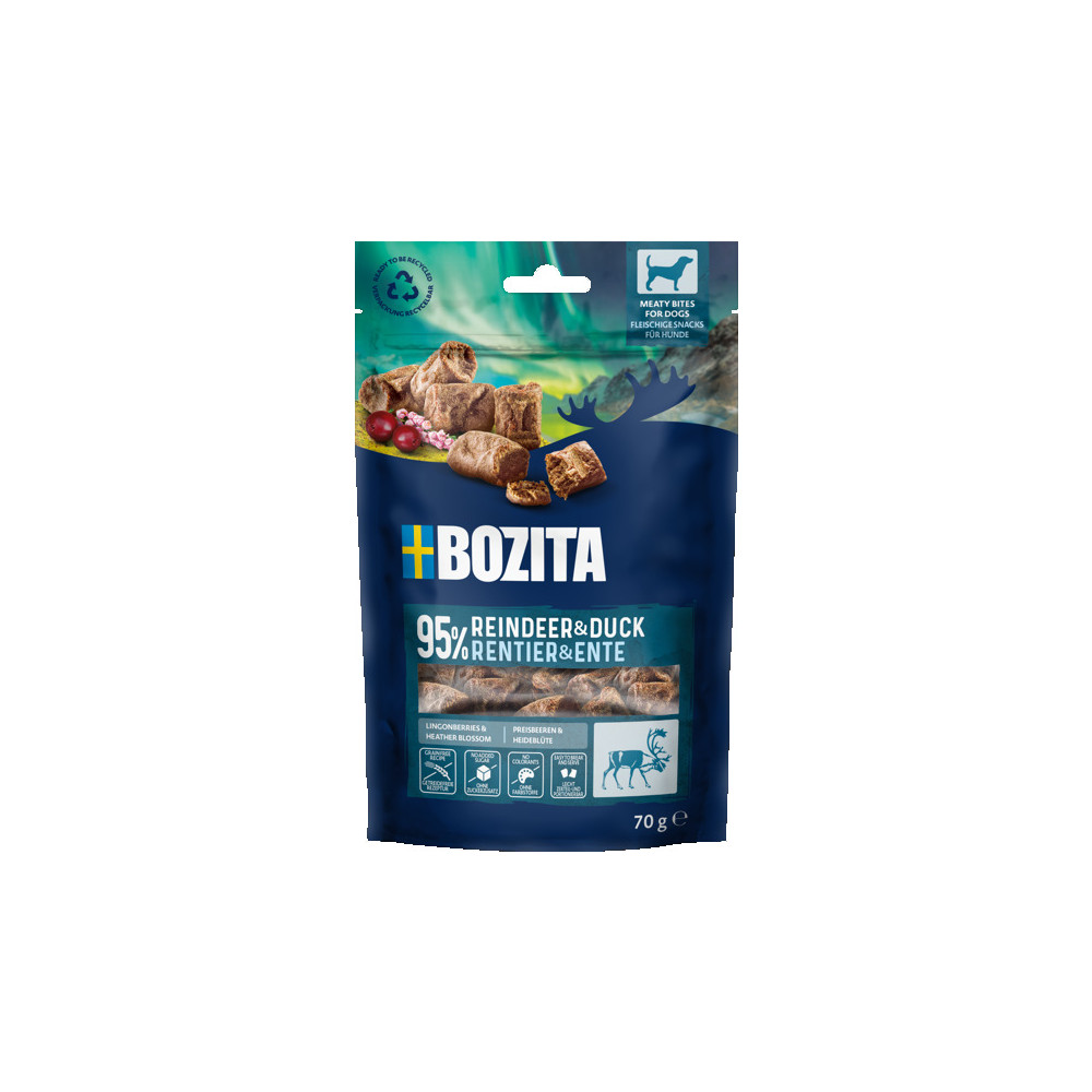 Produktbild för Snacks Meaty Bites Reindeer & Duck Hundgodis 70g