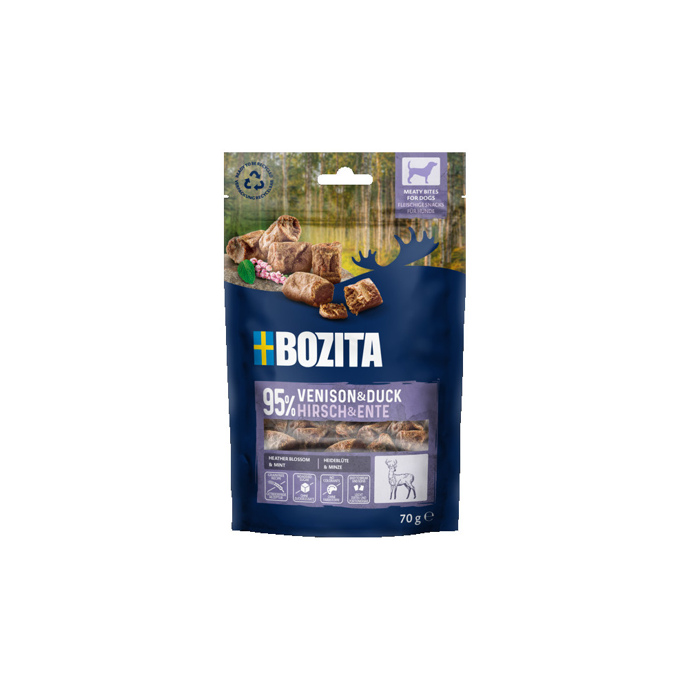 Produktbild för Snacks Meaty Bites Venison & Duck Hundgodis 70g