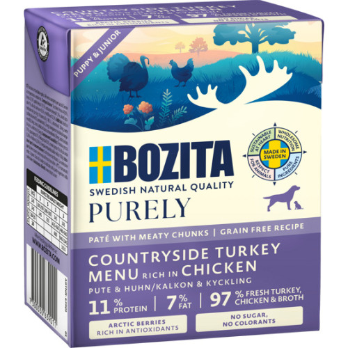 BOZITA Purely Dog Paté Puppy Turkey Våtfoder 370g