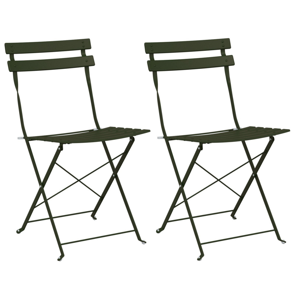 Produktbild för Fällstol för trädgård 2 pcs Grön 42 x 46 x 82 cm Metall