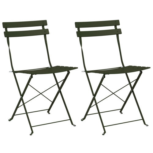 vidaXL Fällstol för trädgård 2 pcs Grön 42 x 46 x 82 cm Metall