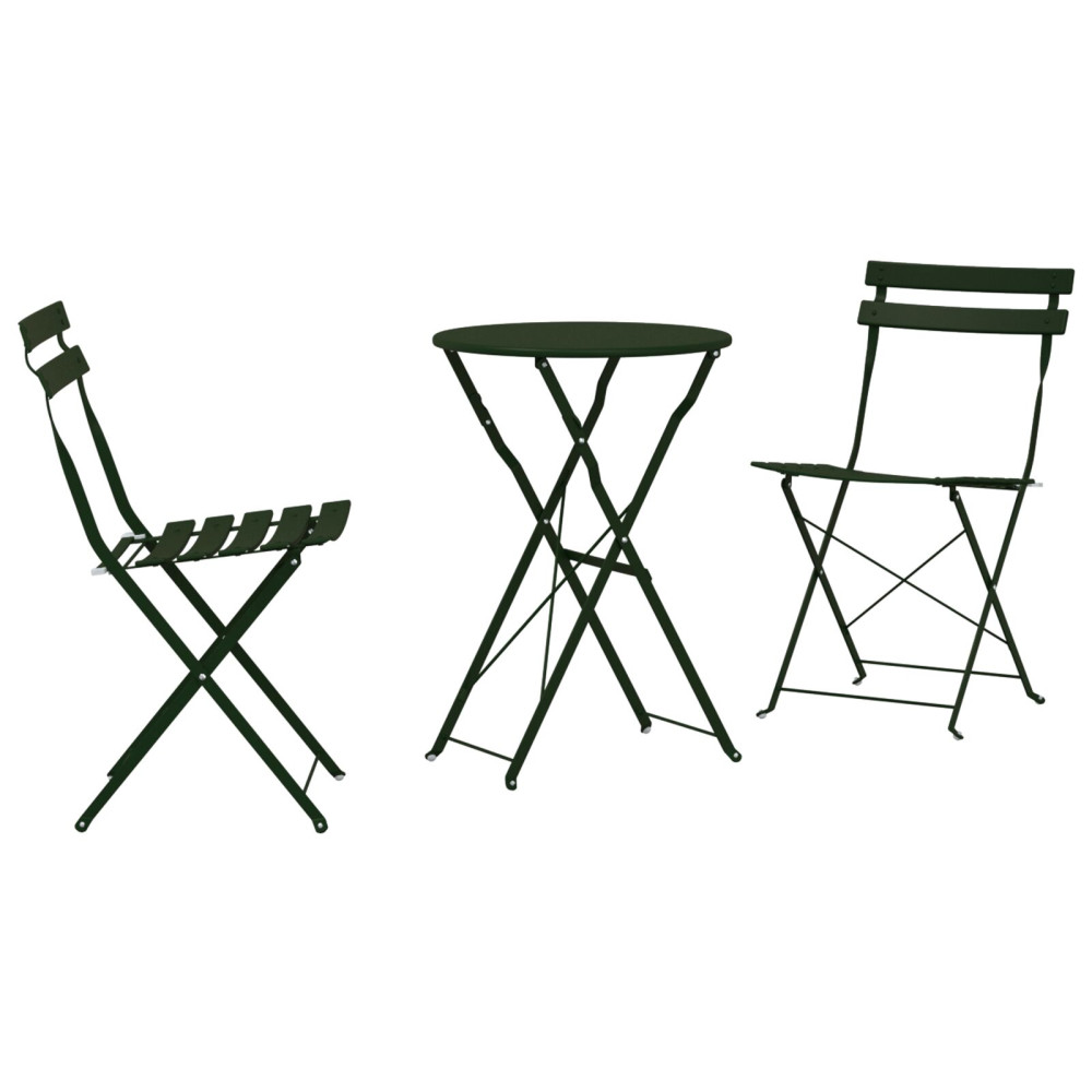 Produktbild för Fällbart bistroset 3 pcs Skog Stål