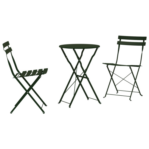vidaXL Fällbart bistroset 3 pcs Skog Stål