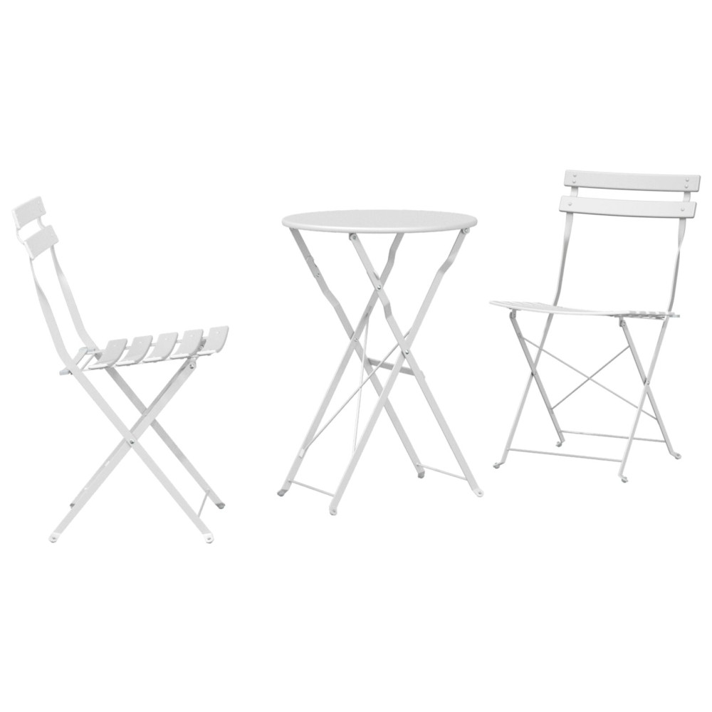 Produktbild för Fällbart bistroset 3 pcs Vit Stål