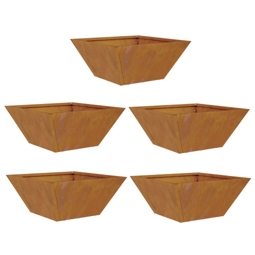 vidaXL Trädgårdsplanterare 5 pcs Rostig 35 x 35 x 15 cm
