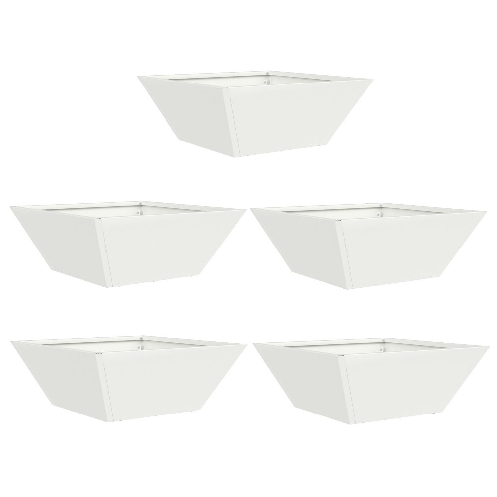 Produktbild för Trädgårdsplanterare 5 pcs Vit 40 x 40 x 15 cm Kallvalsat stål