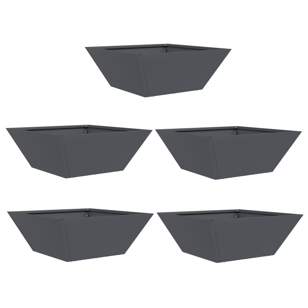 Produktbild för Trädgårdsplanterare 5 pcs Antracit 40 x 40 x 15 cm