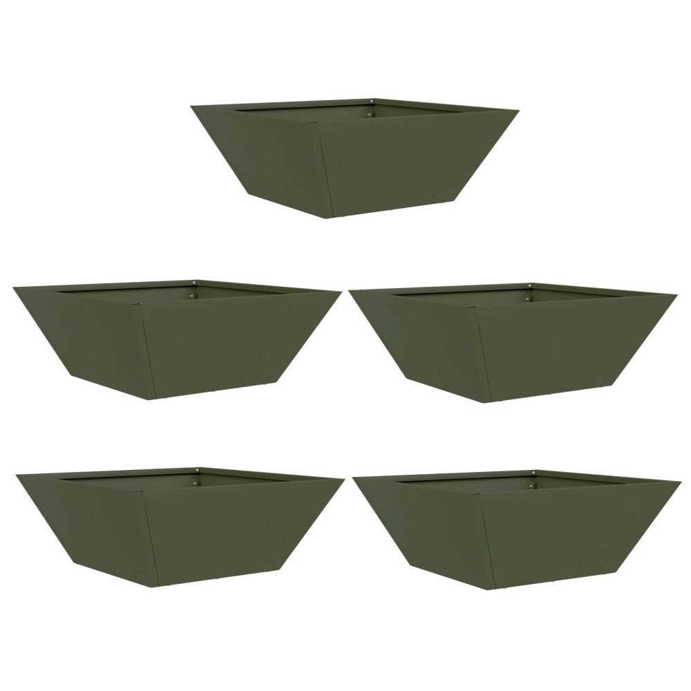 Produktbild för Trädgårdsplanterare 5 pcs Olivgrön 40 x 40 x 15 cm