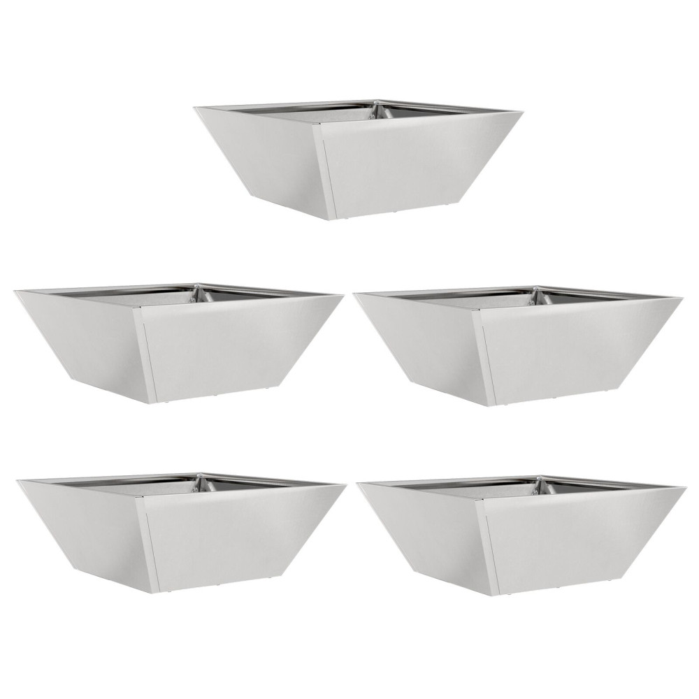 Produktbild för Trädgårdsplanterare 5 pcs Silver 40 x 40 x 15 cm Rostfritt stål
