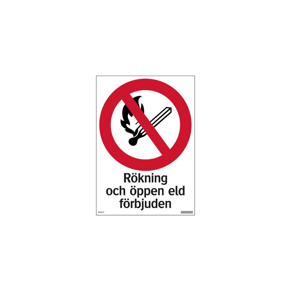 Produktbild för Skylt Rökning/eld förbjuden 210x297mm