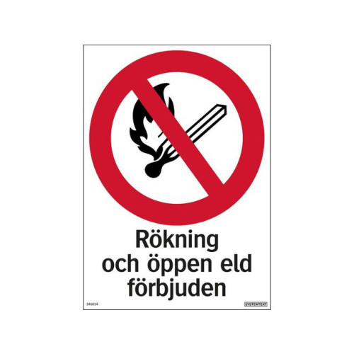 SYSTEMTEXT Skylt Rökning/eld förbjuden 210x297mm