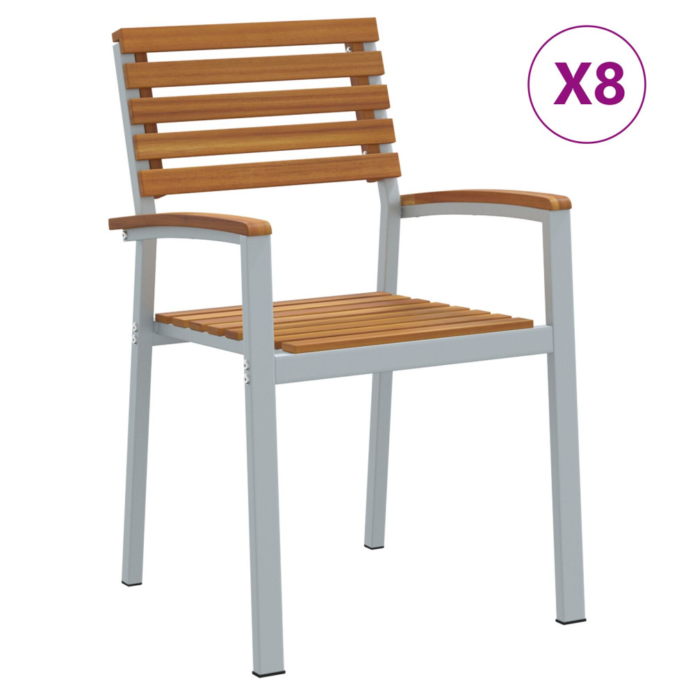 Produktbild för Trädgård Stol 8 pcs Brun 56 x 57 x 87 cm Massivt Akaciaträ