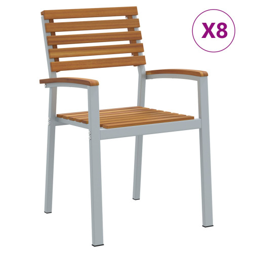 vidaXL Trädgård Stol 8 pcs Brun 56 x 57 x 87 cm Massivt Akaciaträ