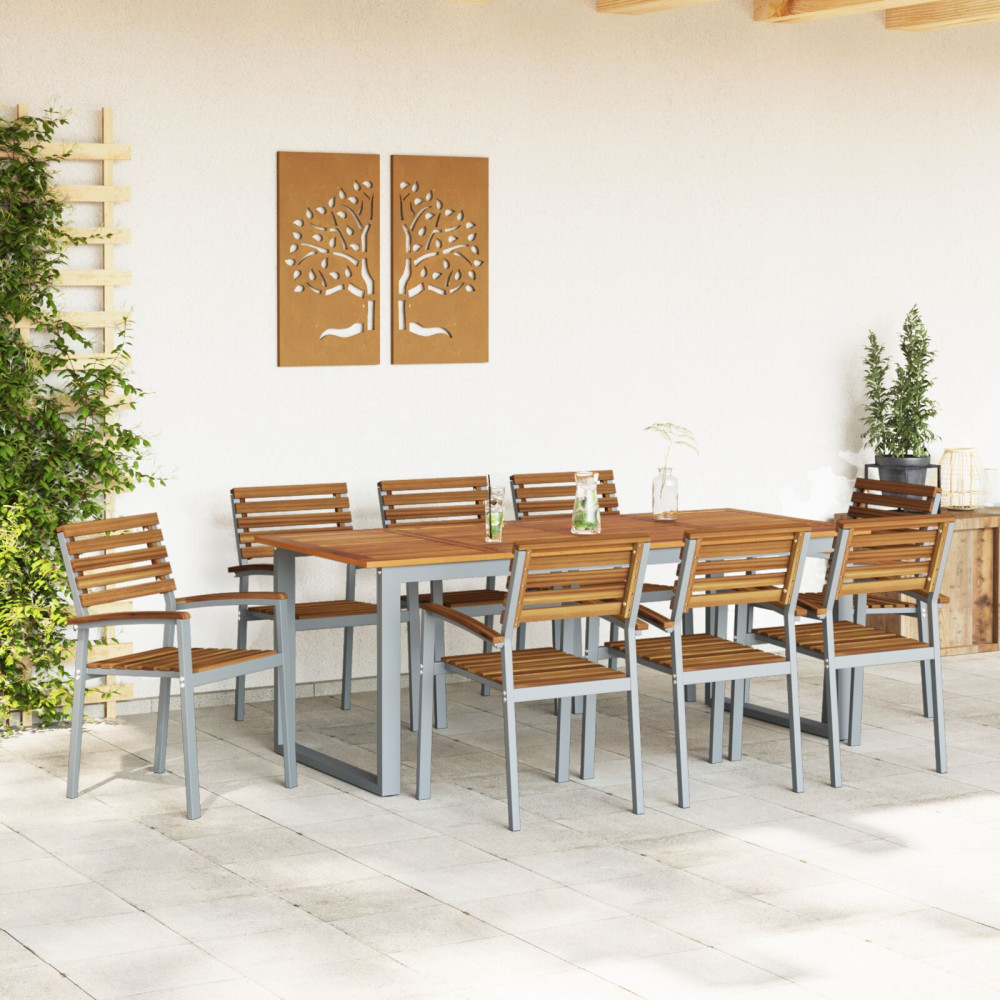 Produktbild för Trädgård Stol 8 pcs Brun 56 x 57 x 87 cm Massivt Akaciaträ
