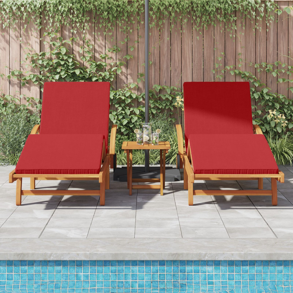 Produktbild för Solstol 3 pcs Röd 200 x 67 x 84 cm Massivt Akaciaträ