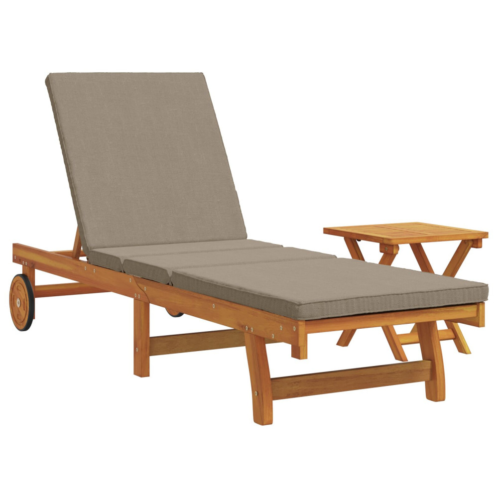 Produktbild för Solstol Reclining 1-person 2 pcs Brun Massivt Akaciaträ