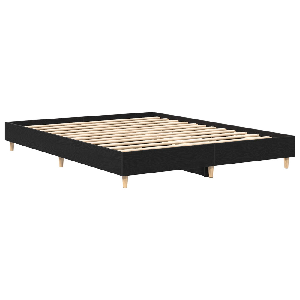 Produktbild för Sängram Svart Ek 203 x 153 x 25 cm Konstruerat trä