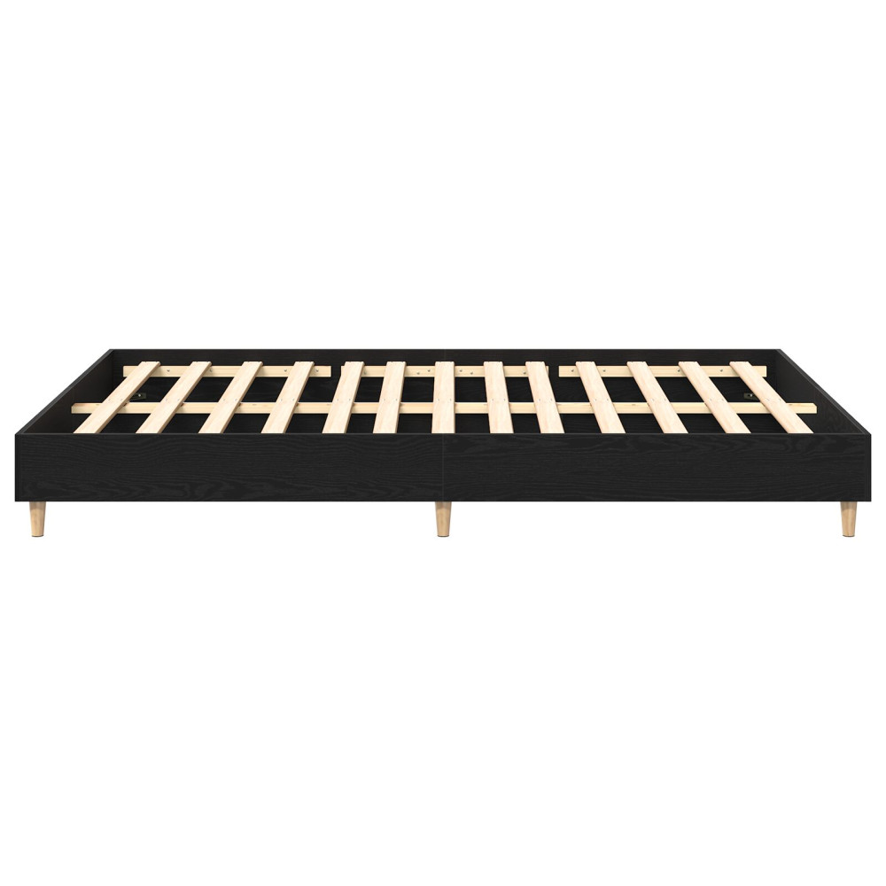 Produktbild för Sängram Svart Ek 203 x 153 x 25 cm Konstruerat trä
