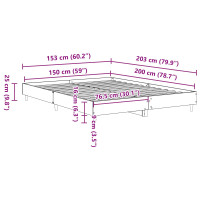 Produktbild för Sängram Svart Ek 203 x 153 x 25 cm Konstruerat trä